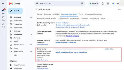 Añadiendo alias a la bandeja de salida Añadiendo alias a la bandeja de salida