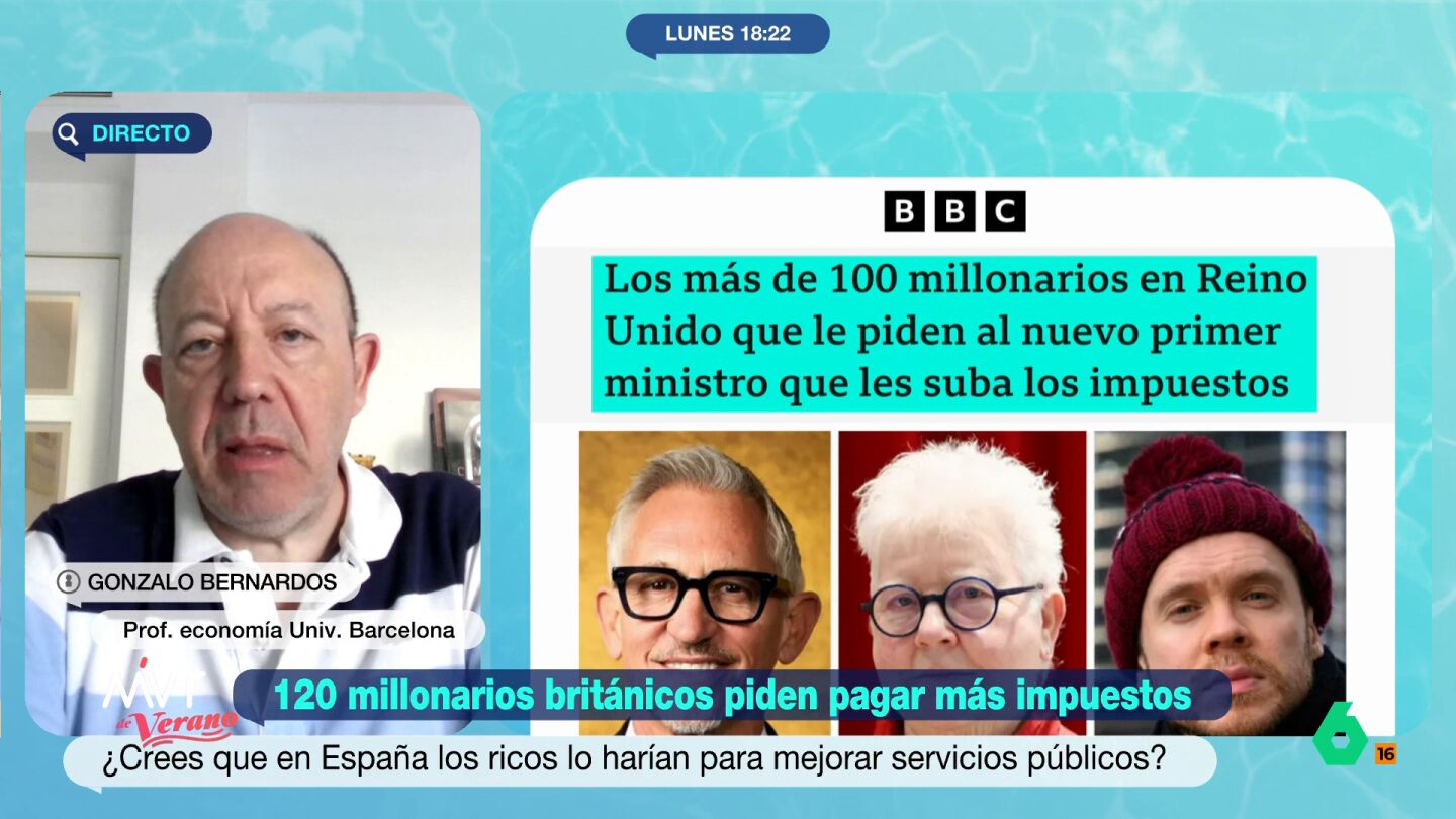 El economista se hace eco de la petici&oacute;n que han realizado m&aacute;s de 100 millonarios brit&aacute;nicos al primer ministro: pagar m&aacute;s impuestos. &iquest;Esto podr&iacute;a darse en nuestro pa&iacute;s?