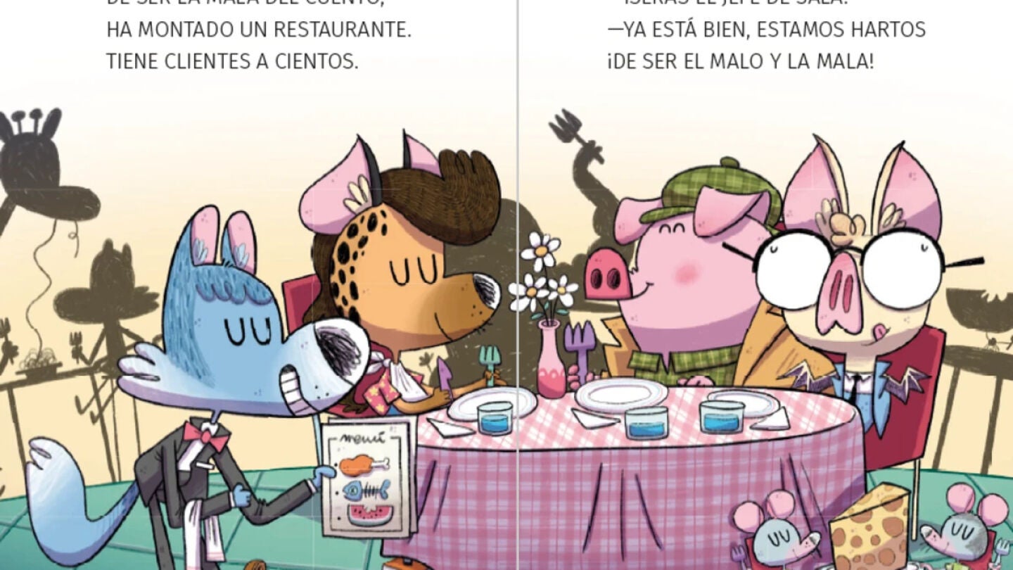 Los detectives zoopencos se sientan a comer en un restaurante