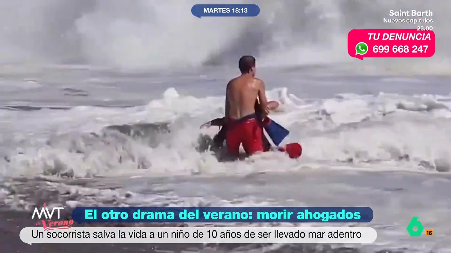 Agónico rescate en una playa de California: un socorrista salva la vida a un niño de 10 años El pequeño fue engullido por el mar y el socorrista, durante dos minutos, no cejó en su empeño para conseguir llevar al niño hasta la orilla. Varias personas tuvieron que acudir en su ayuda para conseguir su objetivo.