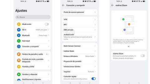 Pasos para activar realme Share