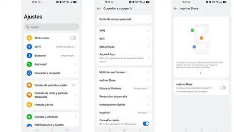 Pasos para activar realme Share Pasos para activar realme Share