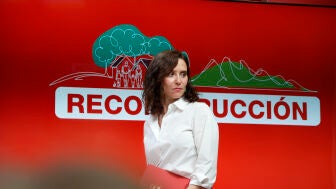 La presidenta de la Comunidad de Madrid, Isabel D&iacute;az Ayuso, durante la rueda de prensa tras la reuni&oacute;n del Consejo de Gobierno