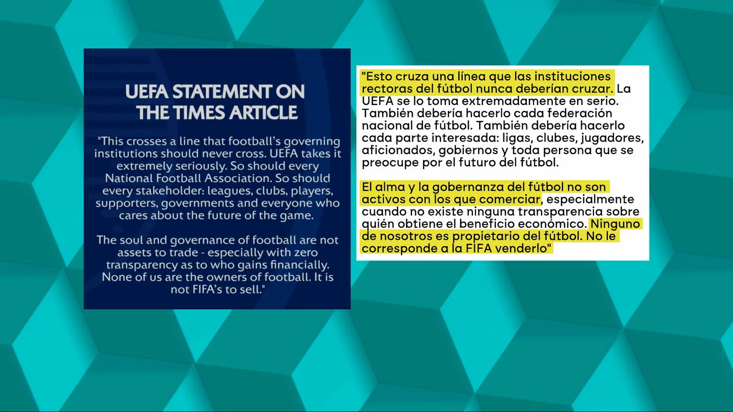Comunicado de la UEFA respondiendo al plan de Gianni Infantino de vender el Mundial Comunicado de la UEFA respondiendo al plan de Gianni Infantino de vender el Mundial