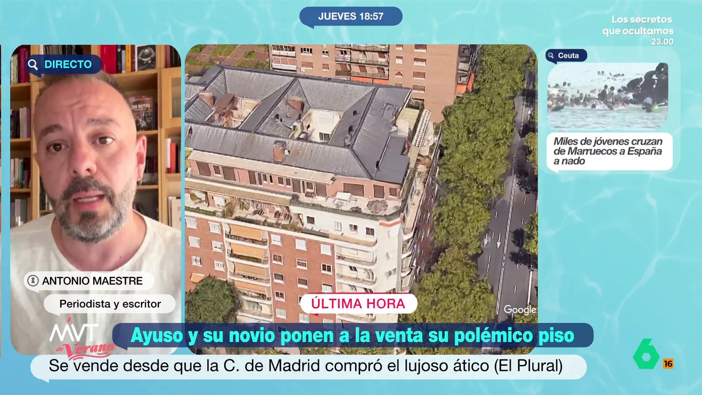 Antonio Maestre, tras la venta del ático del lujo: "Ayuso ha salido a hacer populismo del malo del que suele hacer" El periodista considera que la presidenta de la Comunidad de Madrid se está escondiendo detrás del dolor de los madrileños que han perdido sus casas debido a los incendios después de haber sido pillada "con el ático 'del helado'".