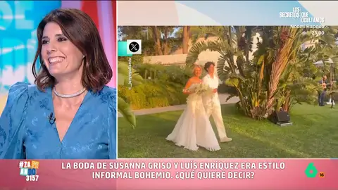 María José Gómez y Verdú 'sentencia' la boda de Susanna Griso y Luis Enríquez: "La mente de él estaba en 'barra libre y fiesta'" La experta en etiqueta indica que la boda de la periodista y el empresario es un claro ejemplo de que la mente de la mujer y el hombre "funcionan de manera diferente".