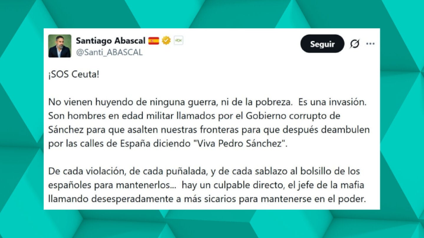 Tuit de Santiago Abascal sobre Ceuta. 