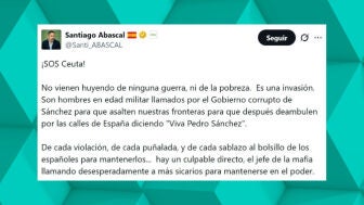 Tuit de Santiago Abascal sobre Ceuta. 