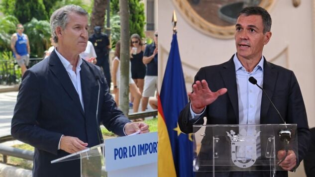 El l&iacute;der del PP, Alberto N&uacute;&ntilde;ez Feij&oacute;o, y el presidente del Gobierno, Pedro S&aacute;nchez, en Ceuta.