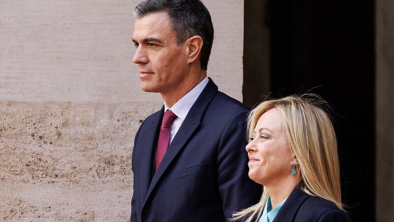 Pedro S&aacute;nchez y Giorgia Meloni, en una imagen de archivo. 