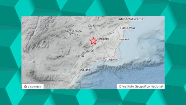Epicentro del terremoto en Murcia. 