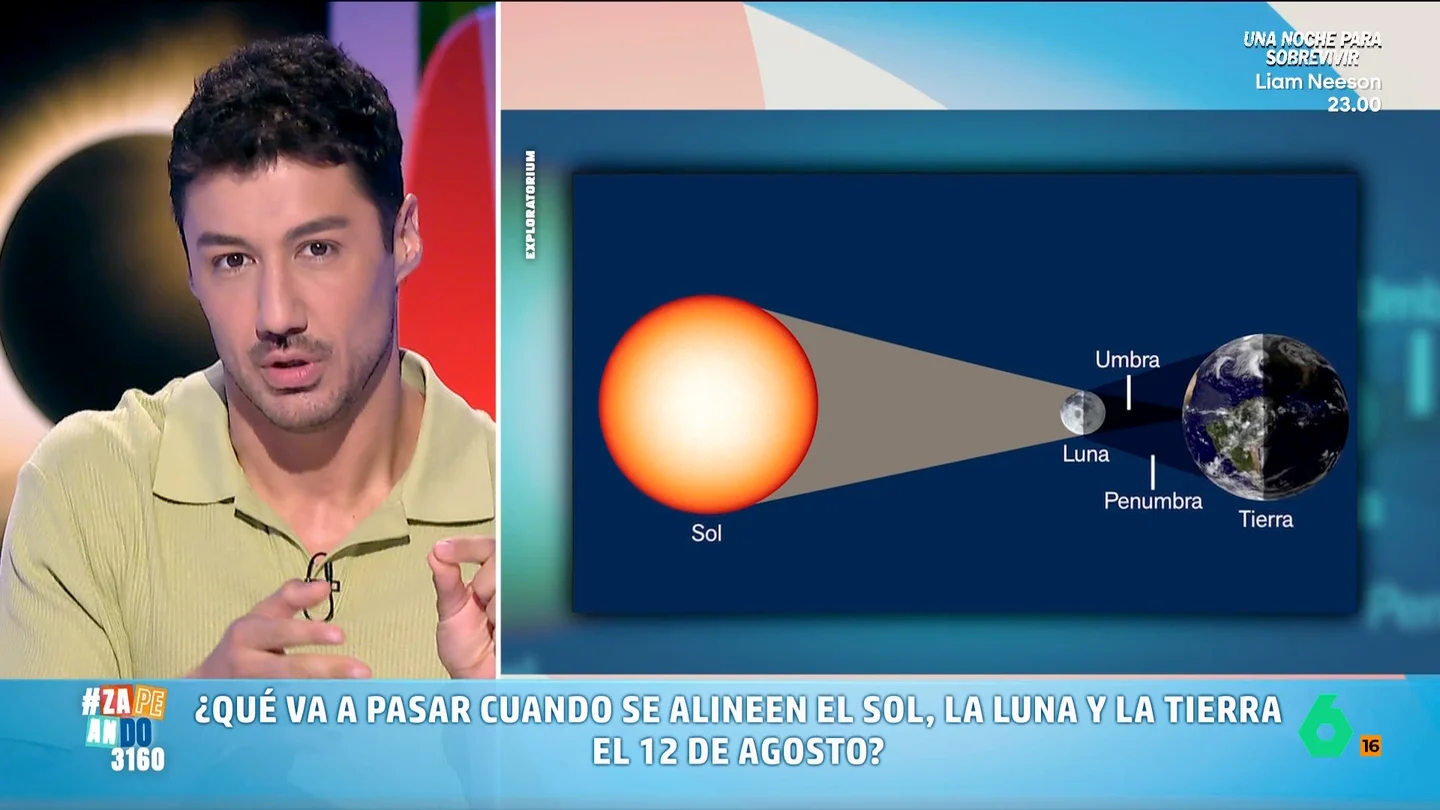¿Qué pasará durante el eclipse solar? Francisco Cacho lo cuenta en Zapeando El próximo 12 de agosto se vivirá en nuestro país un suceso histórico. Por ese motivo, el meteorólogo de laSexta vuelve al programa para dar más detalles sobre el mismo.