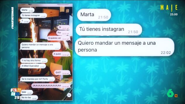 La mujer le pidi&oacute; a Marta, a trav&eacute;s de un mensaje de WhatsApp, que la ayudara a transmitir un mensaje de admiraci&oacute;n al jugador de la Selecci&oacute;n Espa&ntilde;ola de F&uacute;tbol. 