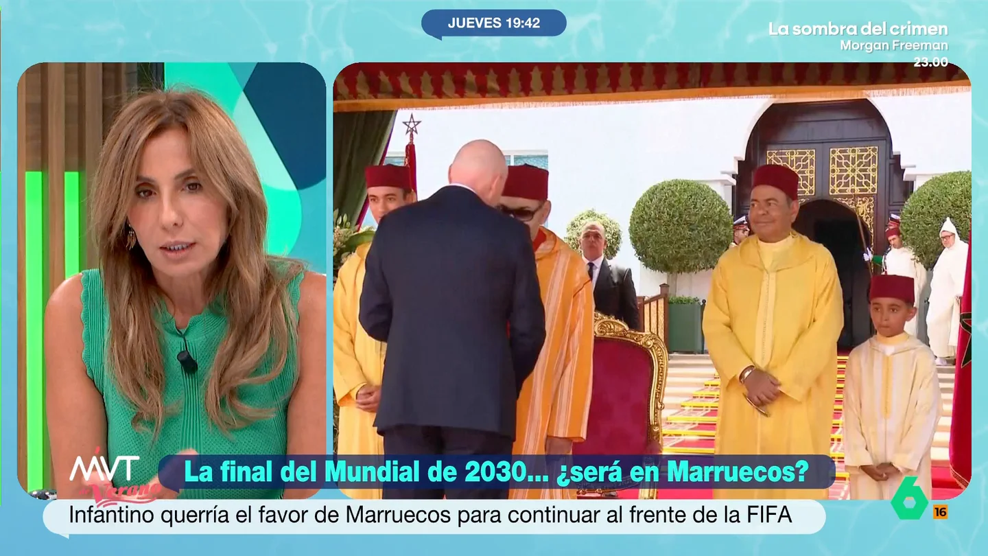 Carmen Morodo considera la final del Mundial 2030 "un tema de Estado": "El Gobierno de España tiene la obligación de negociar" La periodista considera que la FIFA es "una de las organizaciones más corruptas que tenemos en estos momentos" debido, entre otras cosas, a la propia trayectoria de su presidente, Gianni Infantino.