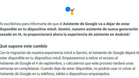 El correo enviado por Google