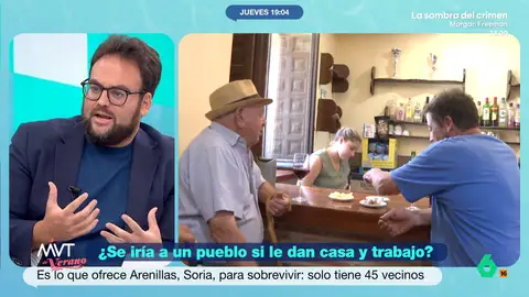 Monrosi ironiza para hablar sobre la España vaciada: "¿No estaréis queriendo decir que en este país hace falta gente?" Varios pueblos ofrecen empleo y casa gratis para paliar las consecuencias de la despoblación. El periodista, tirando de ironía, señala que parecía que el consenso en España era que no se puede acoger a todo el mundo.
