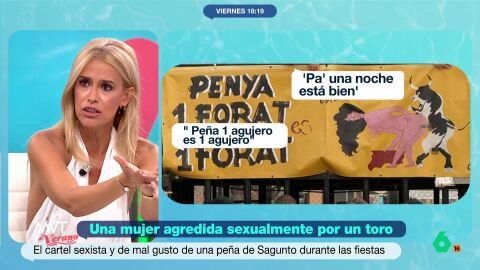 Una pe&ntilde;a taurina, bautizada como 'Un forat es un forat', ha utilizado un cartel en el que se puede ver la ilustraci&oacute;n de una mujer siendo agredida sexualmente por un toro. 