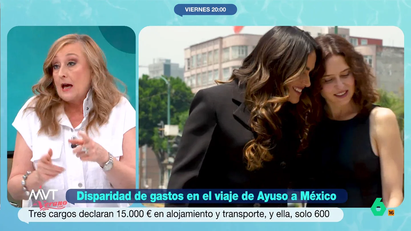 Elisa Beni señala que si Ayuso fue invitada a México debería decir quién la invitó y por qué: "En el lío está metida igual" La presidenta de la Comunidad de Madrid visitó México hace unos meses. El viaje estuvo rodeado de polémica y esta se ha reavivado después de que en el portal de transparencia aparezca que tuvo un coste de solo 600 euros.