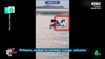  El viral de un grupo de amigos que salva las cervezas antes de que se hunda su barco en Ibiza