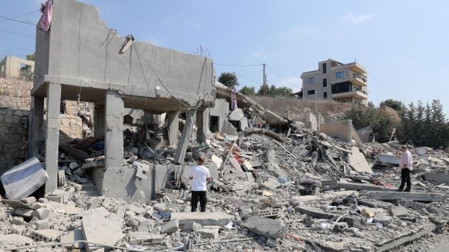 Edificios destruidos tras un ataque en L&iacute;bano