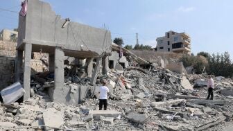 Edificios destruidos tras un ataque en L&iacute;bano