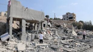 Edificios destruidos tras un ataque en L&iacute;bano