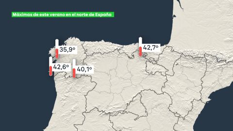 Temperaturas registradas en el norte de Espa&ntilde;a