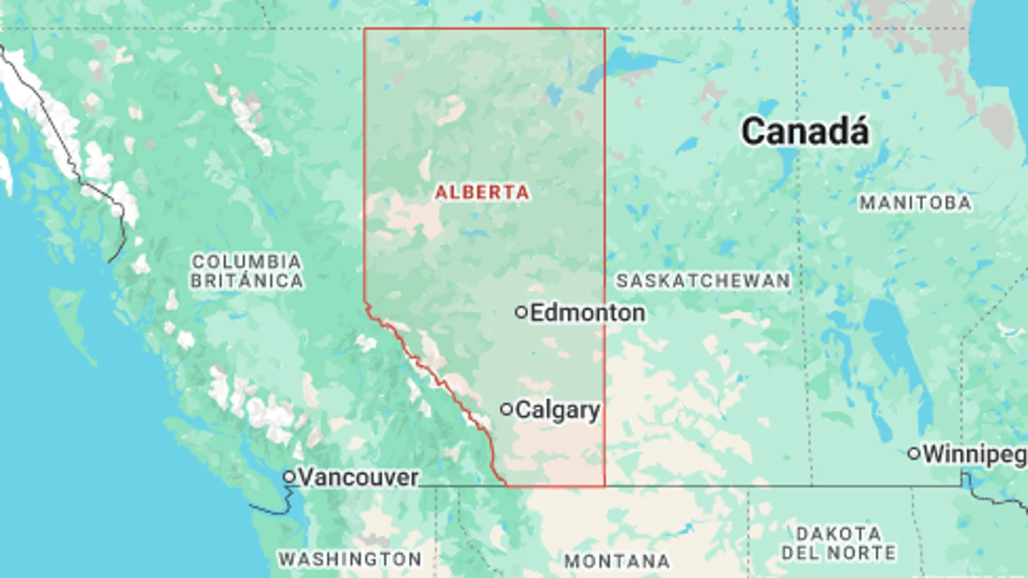 Mapa de Alberta (Canadá). Mapa de Alberta (Canadá).