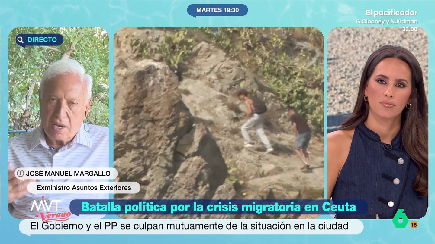 José Manuel García-Margallo, tajante sobre la situación de Ceuta: "Todo está siendo un disparate" El exministro de Asuntos Exteriores cree que es "impensable" que Marruecos no supiera que se había hecho un llamamiento a través de redes sociales para llevar a cabo una incursión en Ceuta.