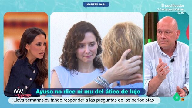 "Esto no lo ha sacado el PSOE, ni M&aacute;s Madrid, ni M&oacute;nica Garc&iacute;a, ni Emilio Delgado, esto es algo que nace de dentro", comenta Gabi Sanz sobre la pol&eacute;mica del &aacute;tico de lujo comprado por el Gobierno de Ayuso en Chamber&iacute;.