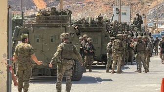 Militares espa&ntilde;oles en la frontera del Tarajal en Ceuta