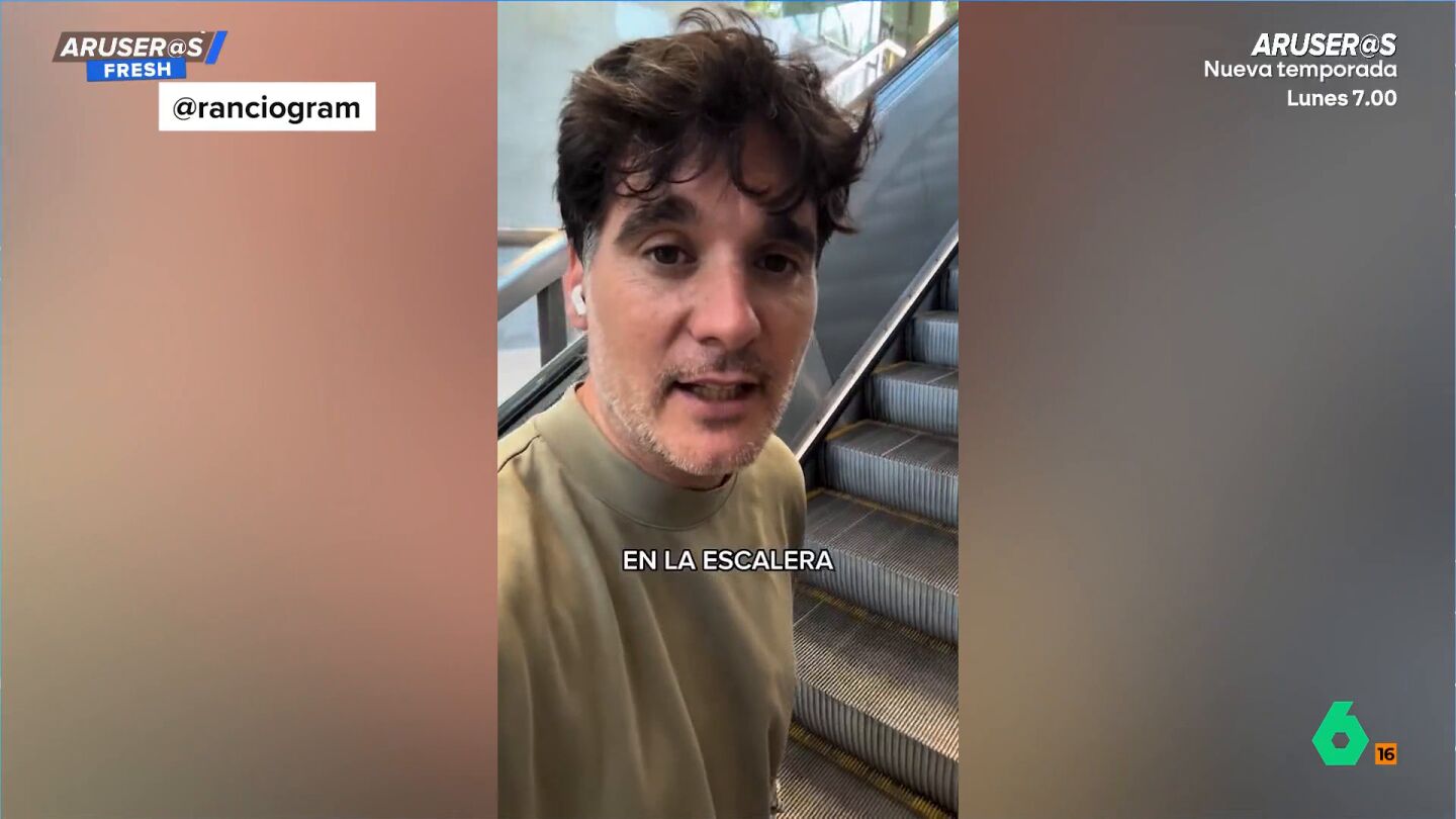 Un joven desmonta la regla no escrita de ponerse a la derecha en las escaleras mec&aacute;nicas: "As&iacute; se aligeran las aglomeraciones"
