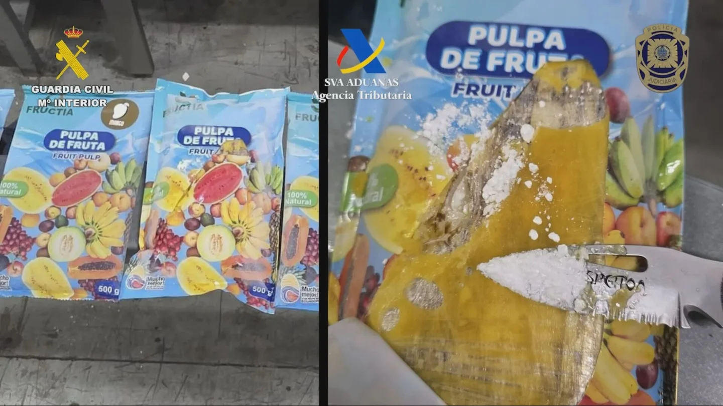 Droga incautada en paquetes de pulpa de fruta Droga incautada en paquetes de pulpa de fruta