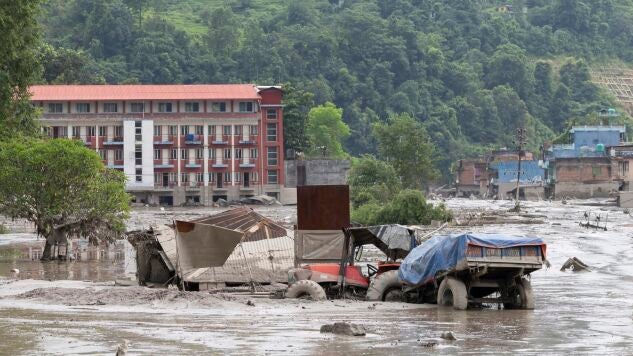 Imagen de los destrozos generados por la riada en Nepal