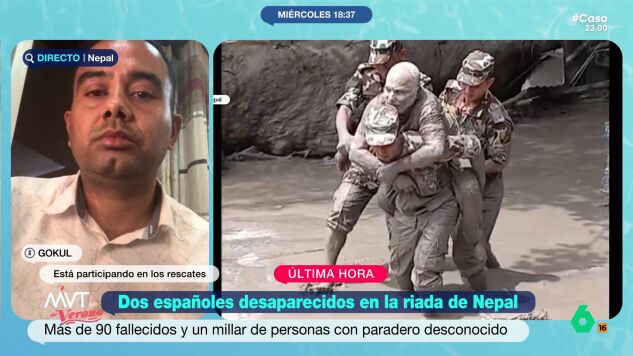M&aacute;s Vale Tarde habla con Gokul, un hombre que est&aacute; participando en las tareas de rescate en Nepal. Afirma que China les ha avisado de que podr&iacute;a producirse una segunda riada y que podr&iacute;a "subir el n&uacute;mero" de espa&ntilde;oles desaparecidos.