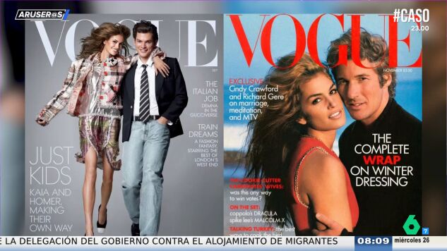 Los hijos de Cindy Crawford y Richard Gere recrean la ic&oacute;nica portada de sus padres en 'Vogue' 34 a&ntilde;os despu&eacute;s