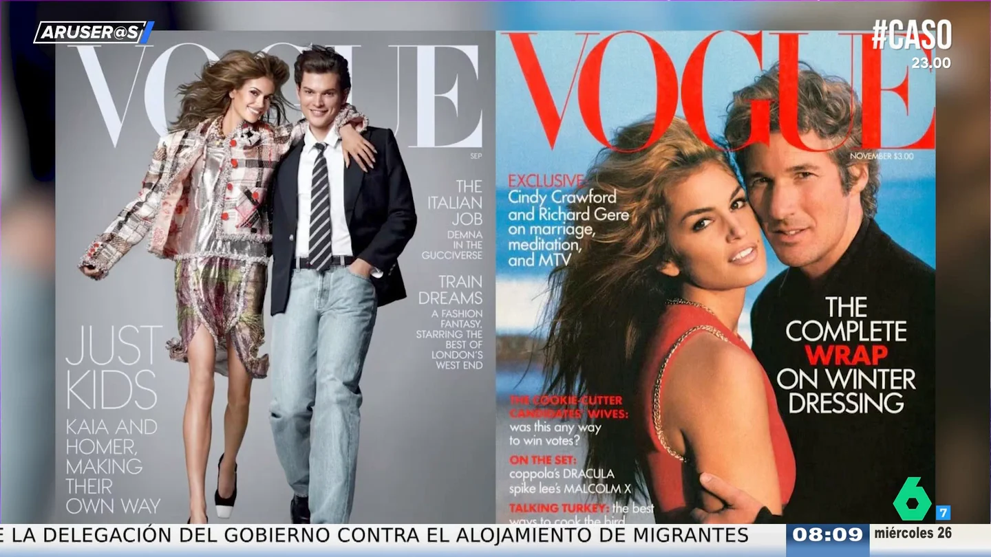 Los hijos de Cindy Crawford y Richard Gere recrean la icónica portada de sus padres en 'Vogue' 34 años después Los hijos de Cindy Crawford y Richard Gere recrean la icónica portada de sus padres en 'Vogue' 34 años después