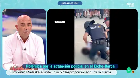 Juan Manuel Medina ve "una mala actuación policial" en el Elche-Barça: "Ese codazo, propio de un luchador de MMA, está de más" El abogado Juan Manuel Medina analiza la polémica actuación policial durante el Elche-Barça y pide a Laporta y Junts que se deje de politizar este asunto: "Se ve claramente que no han ido a por el chico porque lleve una estelada".