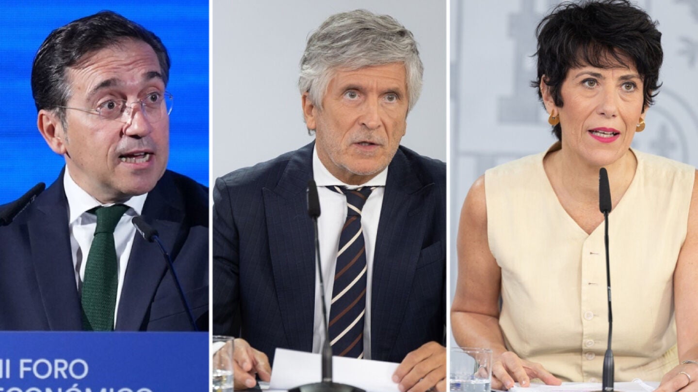 Jos&eacute; Manuel Albares, Fernando Grande-Marlaska y Elma Saiz. 