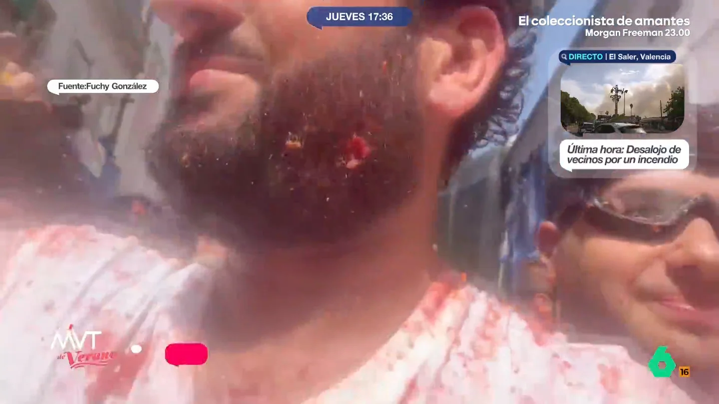 MVT TOMATINA BUÑOL - GAS PIMIENTA Un hombre habría aprovechado esta multitudinaria fiesta para sustraer objetos personales de los asistentes. Para distraerles, utilizaba esta arma de defensa personal. Se han producido varias denuncias por este hecho.