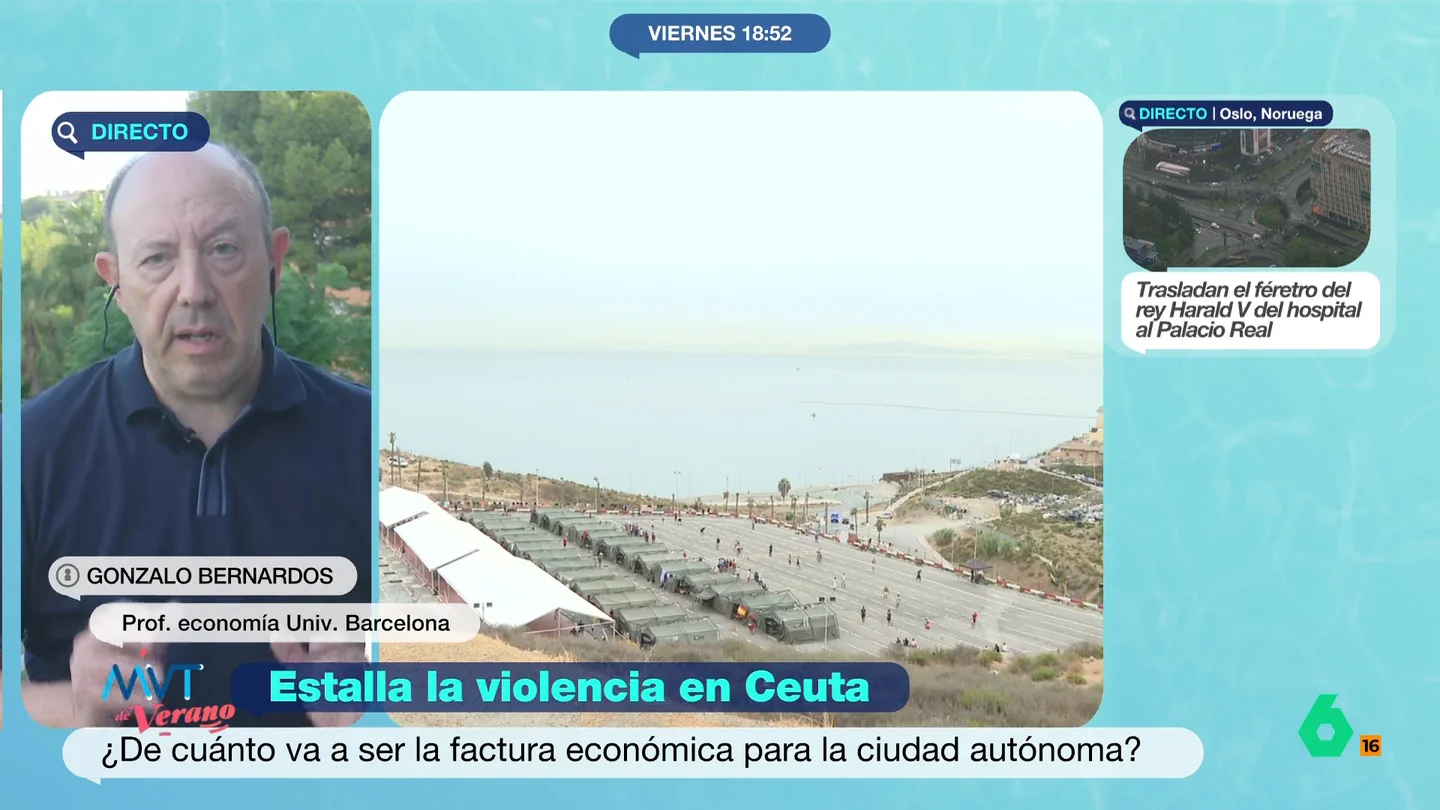 Gonzalo Bernardos detalla el modelo para la recuperación económica de Ceuta: "Debería convertirse en la Andorra del Sur" "Si hay algún territorio de España que hay que cuidar especialmente económicamente es Ceuta y Melilla", afirma Gonzalo Bernardos, que explica las claves para la recuperación económica de Ceuta, entre ellas unos impuestos muy bajos.