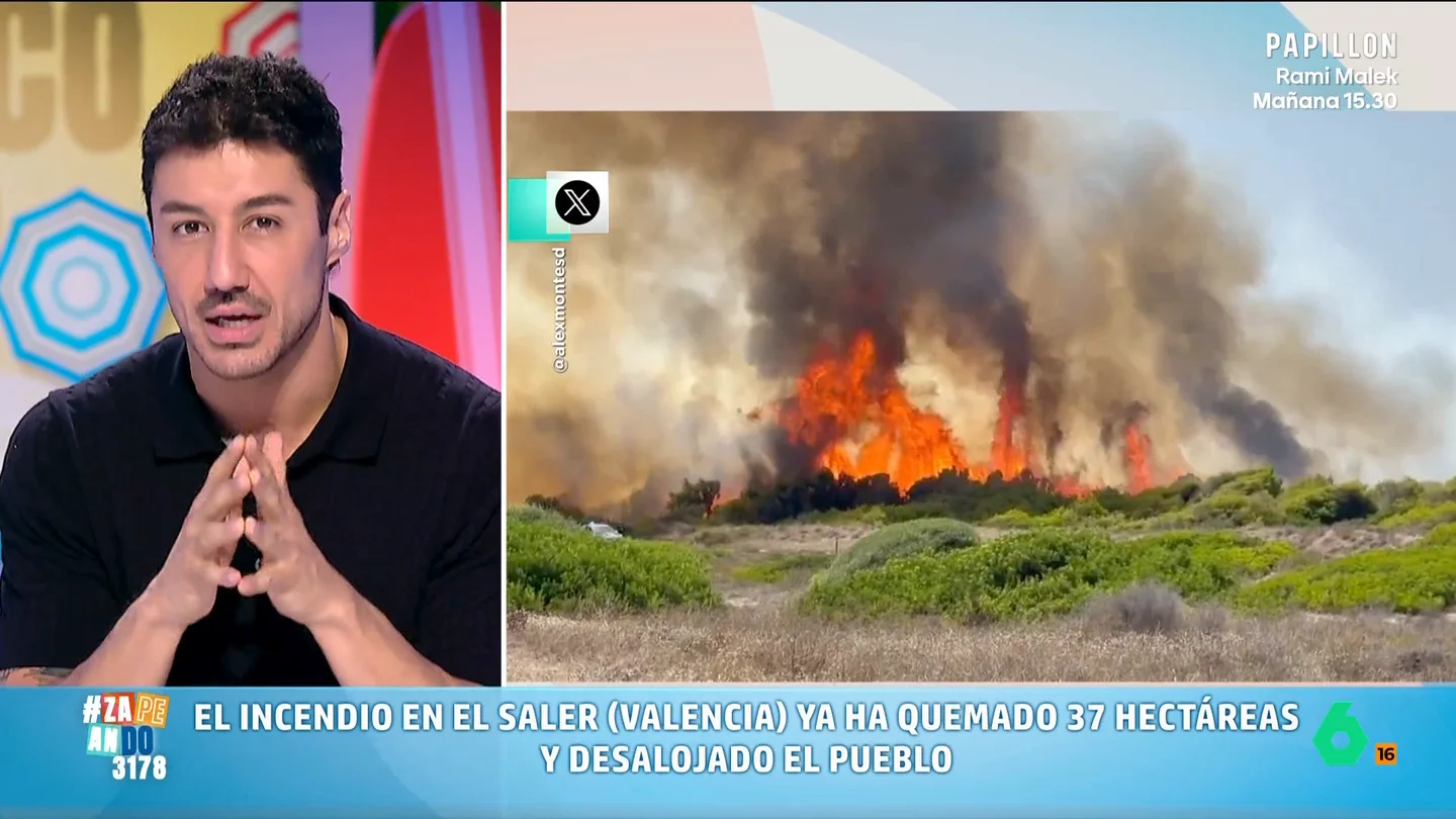 Francisco Cacho comparte la última hora del incendio de El Saler (Valencia), en vídeo El meteorólogo de laSexta indica que el viento va a girar a viento de Levante, algo que es positivo ya que este es "más húmedo y fresco".