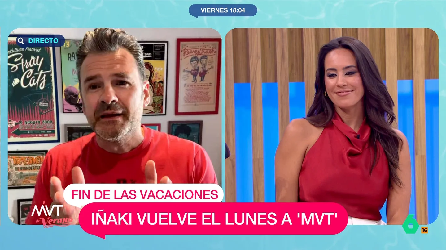 Iñaki López ya calienta para su regreso a Más Vale Tarde Marina Valdés conecta con Iñaki López para recordarle que el lunes se le acaban las vacaciones. El presentador, con su afilada ironía, demuestra que no ha desconectado de la actualidad y que está preparado para su regreso.