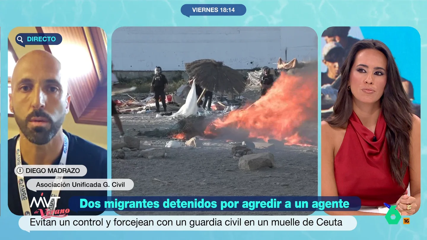 Diego Madrazo, de la Asociación Unificada de Guardia Civiles: "La tensión en Ceuta es máxima y ponen en peligro a nuestros compañeros" El agente expone que los migrantes "están en una situación de necesidad y no se han ofrecido alternativas para ellos". Además, entiende el hartazgo de los ceutíes.