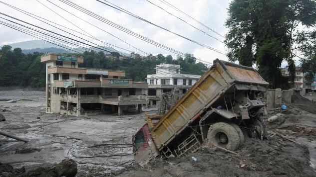 Consecuencias de la fuerte riada en Nepal.