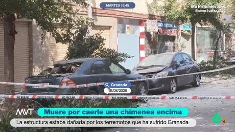 Un trabajador muere en Granada tras caerle una chimenea encima: la estructura estaba dañada por los terremotos Un obrero de 42 años ha fallecido en el barrio del Zaidín tras caerle una chimenea encima. En el momento del trágico accidente, se encontraba apuntalándola para su demolición, al encontrarse afectada por los terremotos de las últimas semanas en Granada.