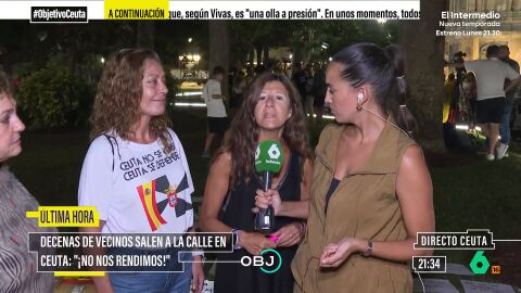 Marina Vald&eacute;s recoge los testimonios de vecinas ceut&iacute;es tras la manifestaci&oacute;n de hoy, aseguran que es "una falta de respeto que Pedro S&aacute;nchez se vaya de vacaciones y nosotros nos hayamos quedado sin vacaciones".