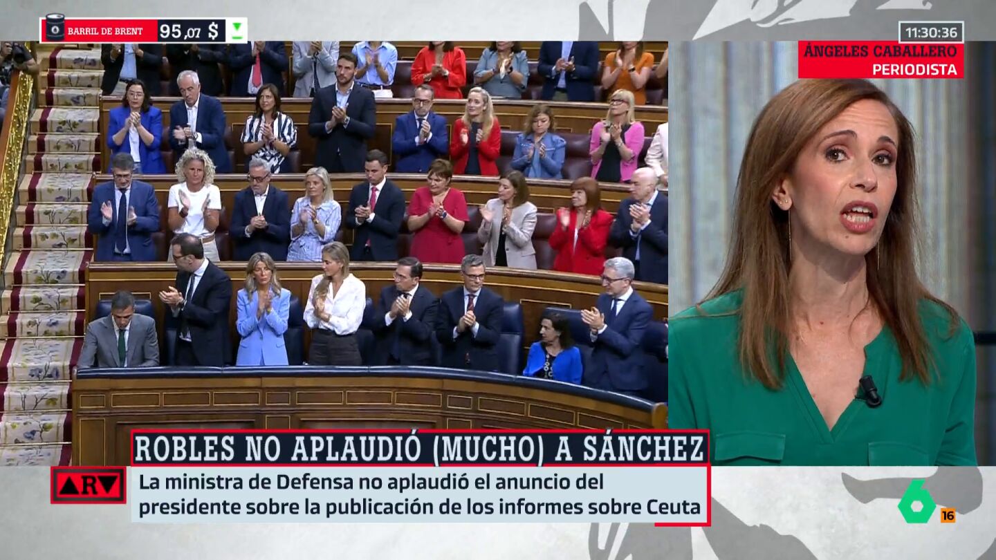 &Aacute;ngeles Caballero reacciona a los gestos de Robles durante la comparecencia de S&aacute;nchez: "Es la muestra de que es horrible ser el centro de atenci&oacute;n"