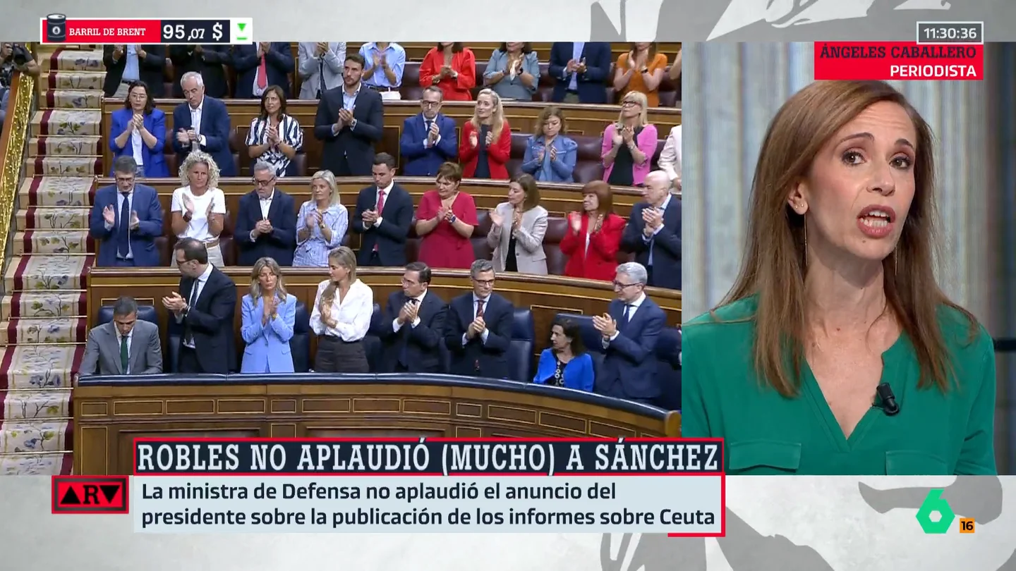 Ángeles Caballero reacciona a los gestos de Robles durante la comparecencia de Sánchez: "Es la muestra de que es horrible ser el centro de atención" Ángeles Caballero reacciona a los gestos de Robles durante la comparecencia de Sánchez: "Es la muestra de que es horrible ser el centro de atención"