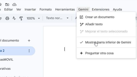 Ocultar barra de Gemini en Google Docs